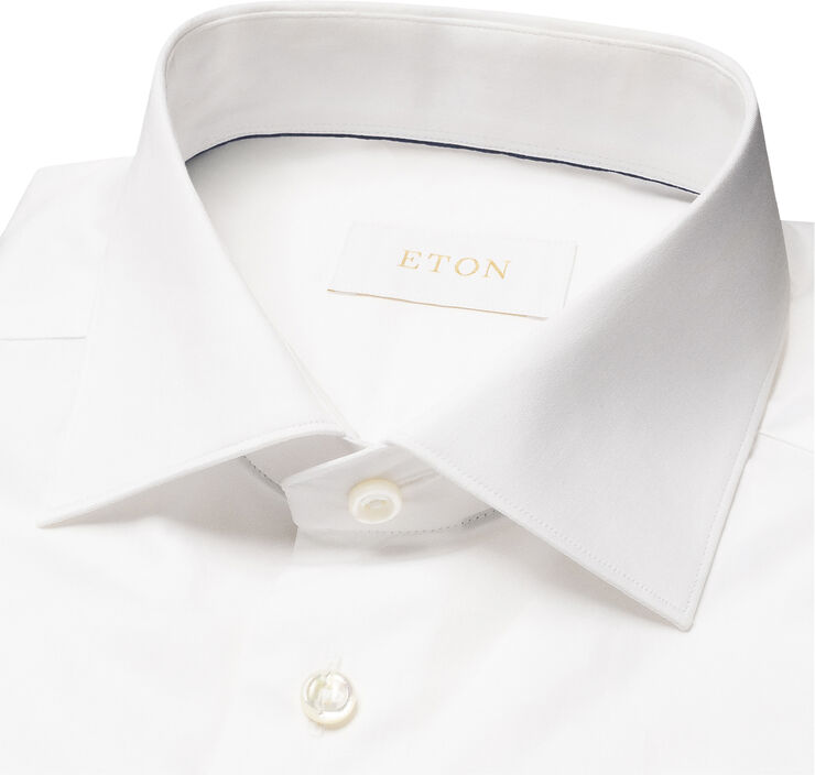 ETON Contemporary Fit White Solid Elevated Twill Shirt Hvid