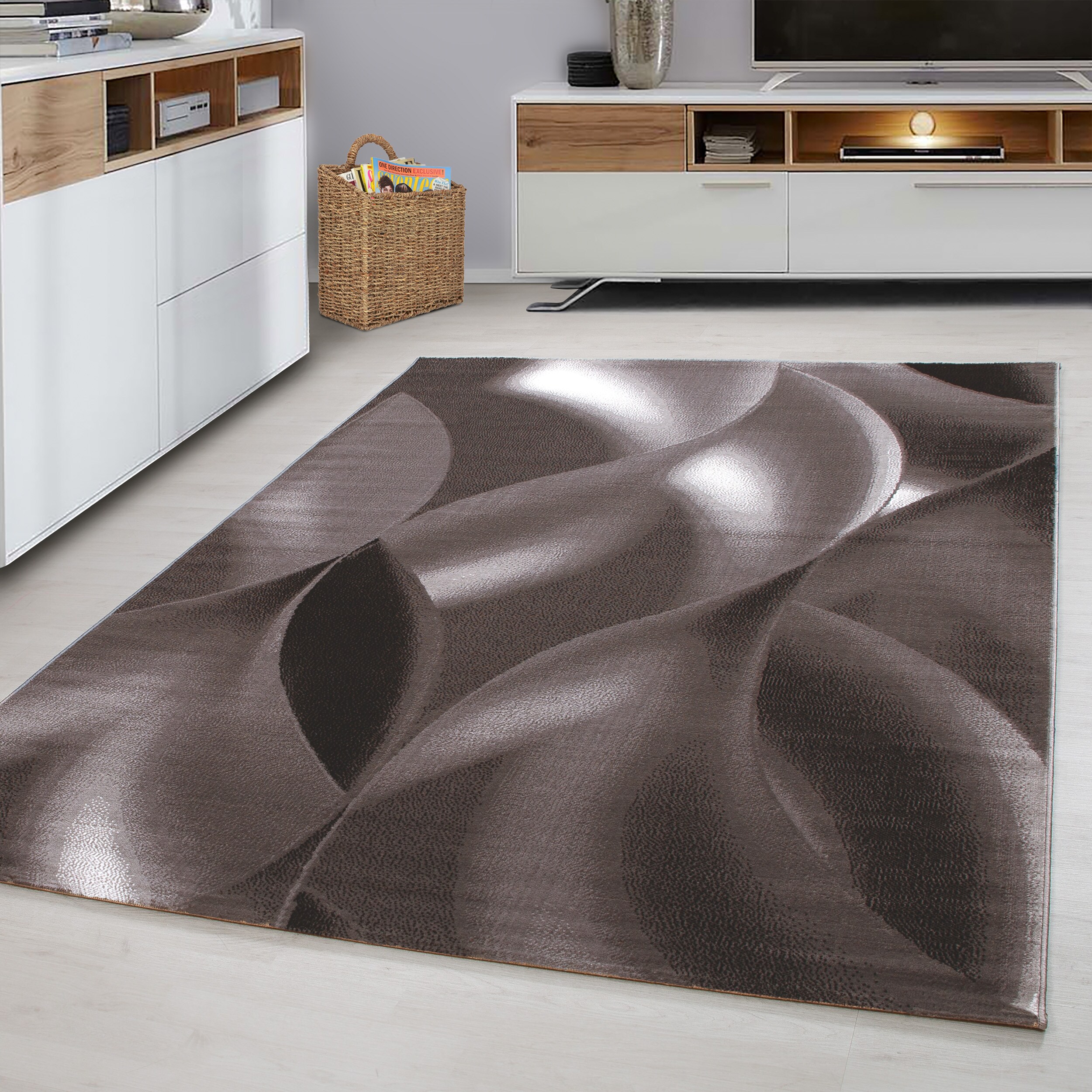 Wunderschöne Designer Teppich Modern Kurzflor Abstrakt Wellen Muster