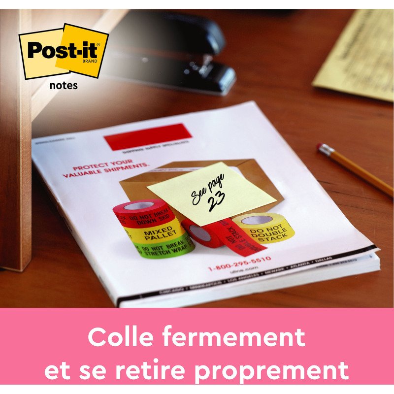 Notes repositionnables jaunes Post-It - bloc de 100 feuilles - Lot de 3
