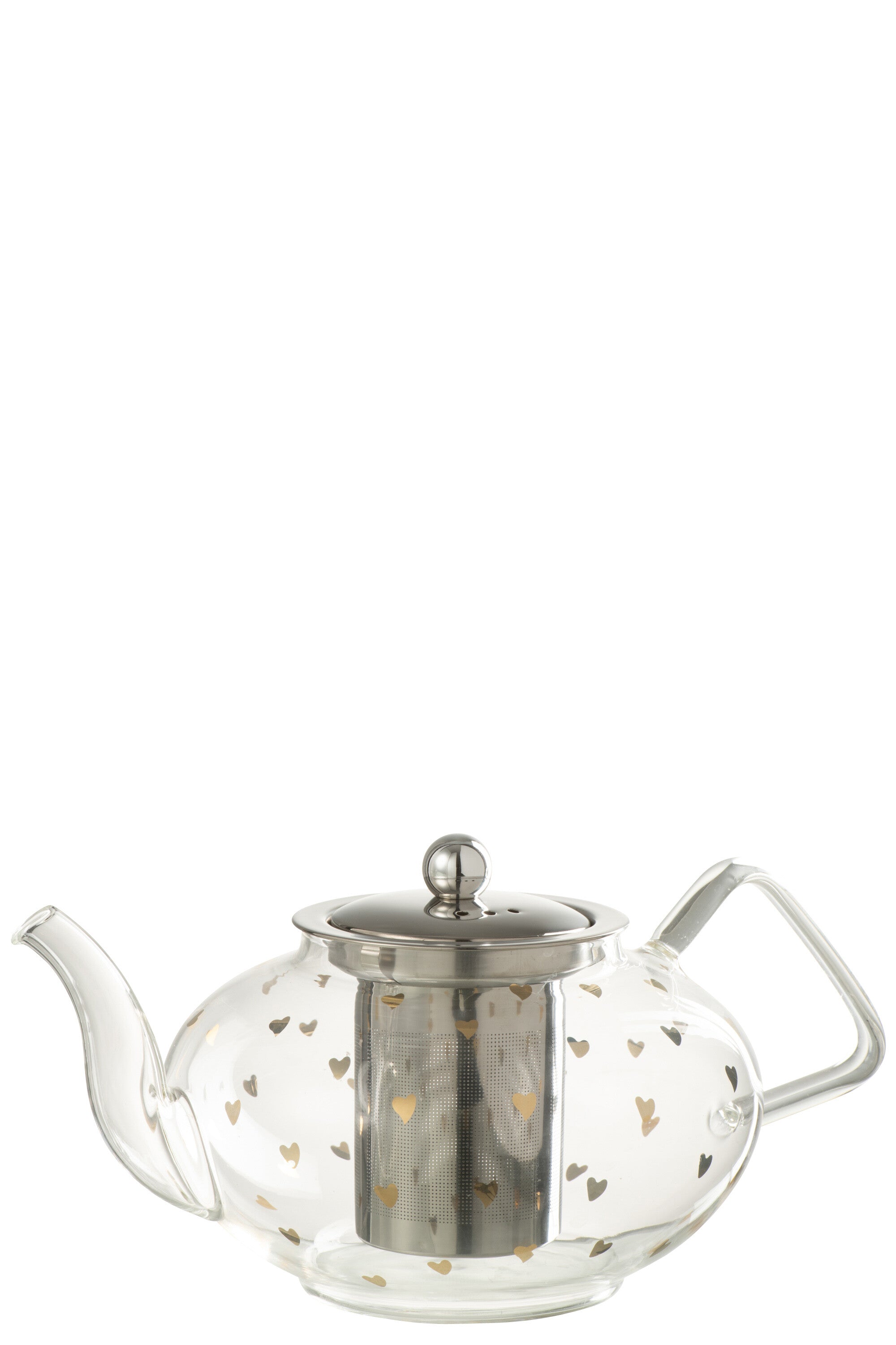 J-Line theepot Hart - glas - transparant|goud