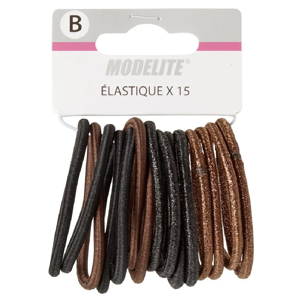 Élastique sans métal noir marron fil brillant x15