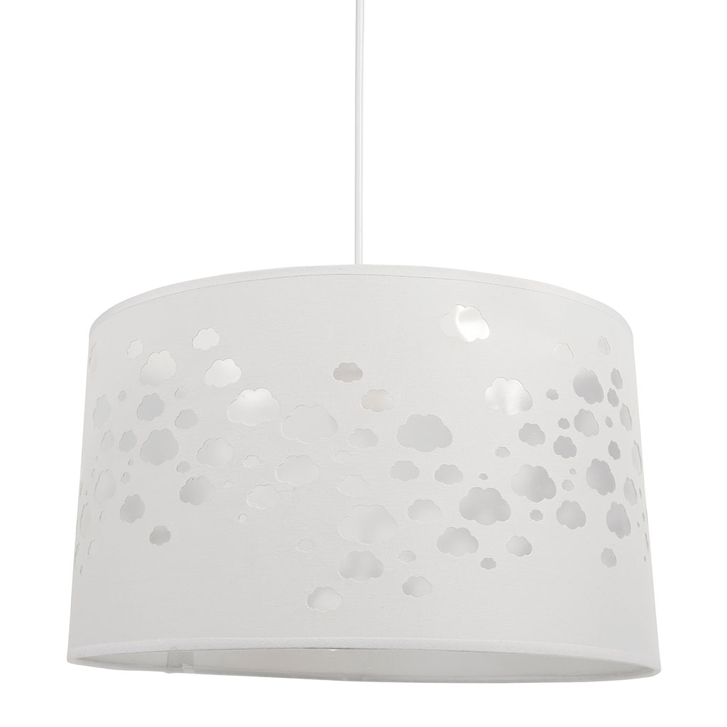 Suspension ronde motif nuage blanche D 40x23cm