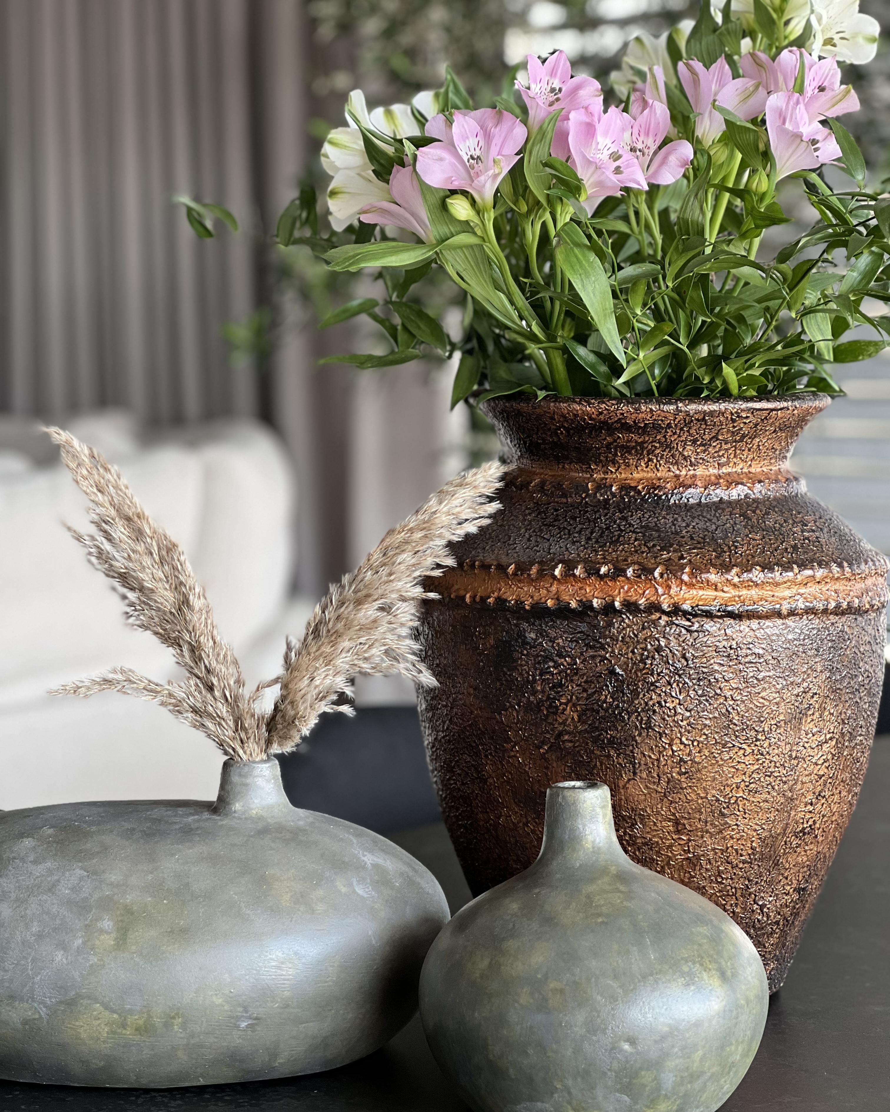 Decoratieve vaas KLANG Keramiek 18 cm Grijs