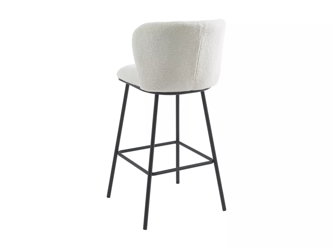 Lot de 2 tabourets de bar en tissu bouclette et métal - Blanc - SENORASE