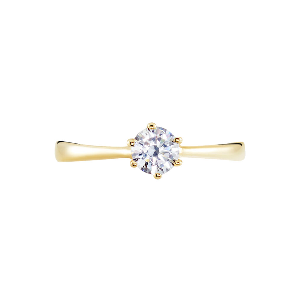 Bague Solitaire Plaqué Or Jaune Eulia Oxyde De Zirconium