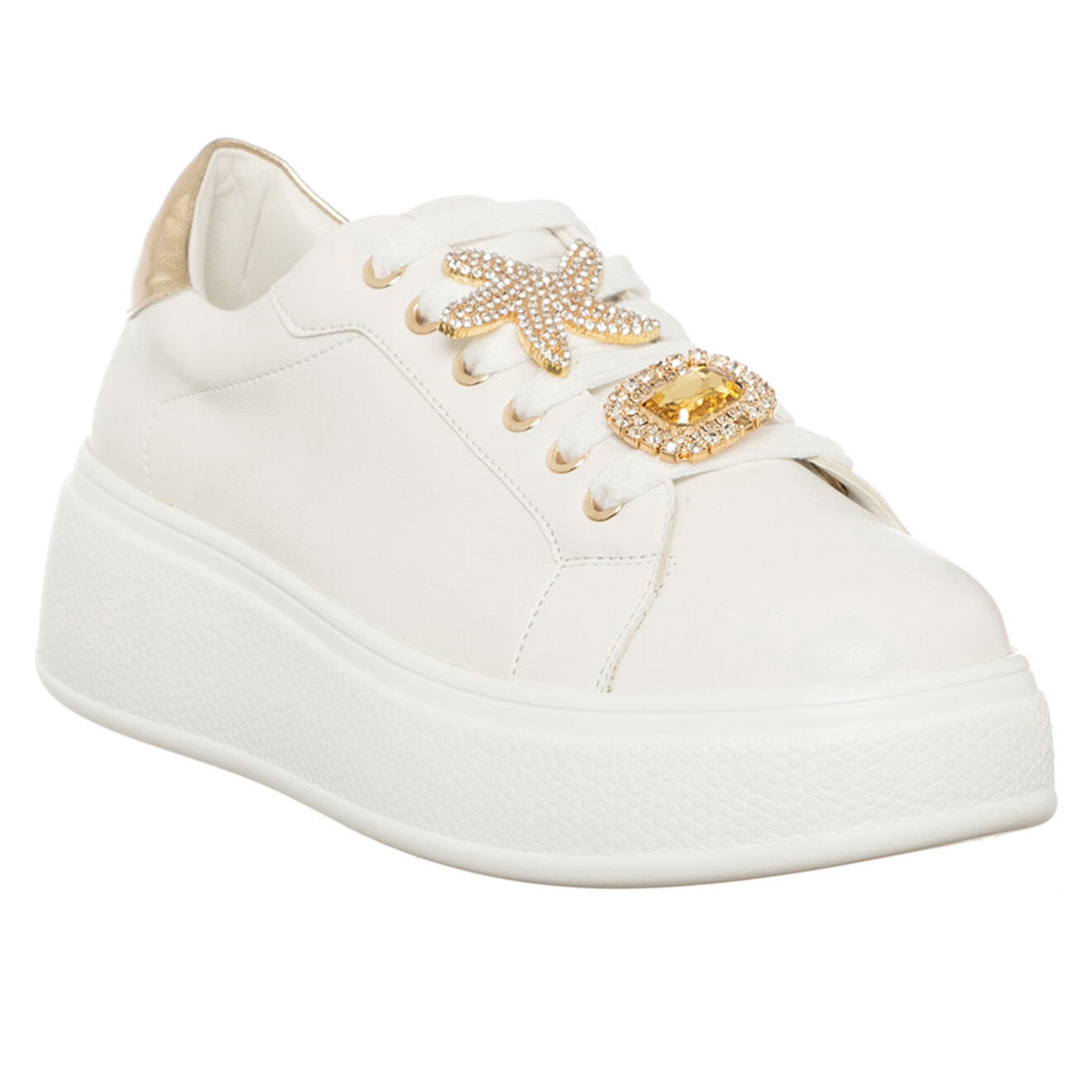 Loretta by Loretta Sneakers Liz blanc/doré - Plateforme 5 cm