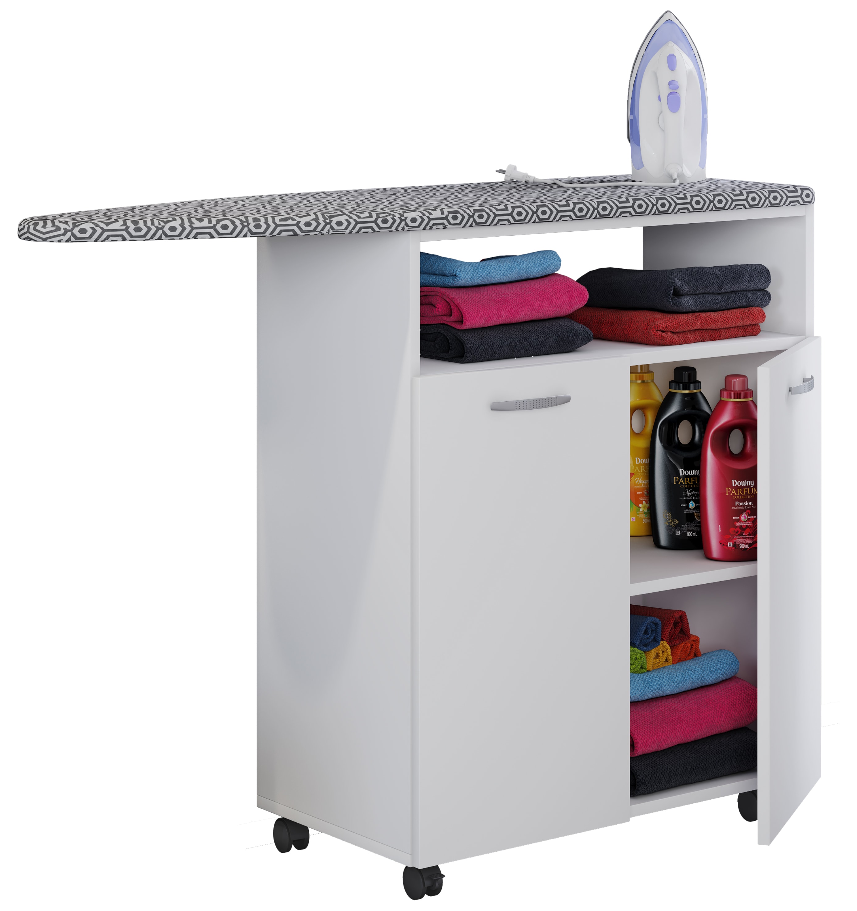 VCM Holz Kommode Bügelbrett Sideboard Highboard Bügelschrank Anrichte Schrank Bigilo