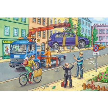 Schmidt Spiele KinderPuzzle - Müllwagen, Abschleppauto und Kehrmaschine, 3x24 Teile