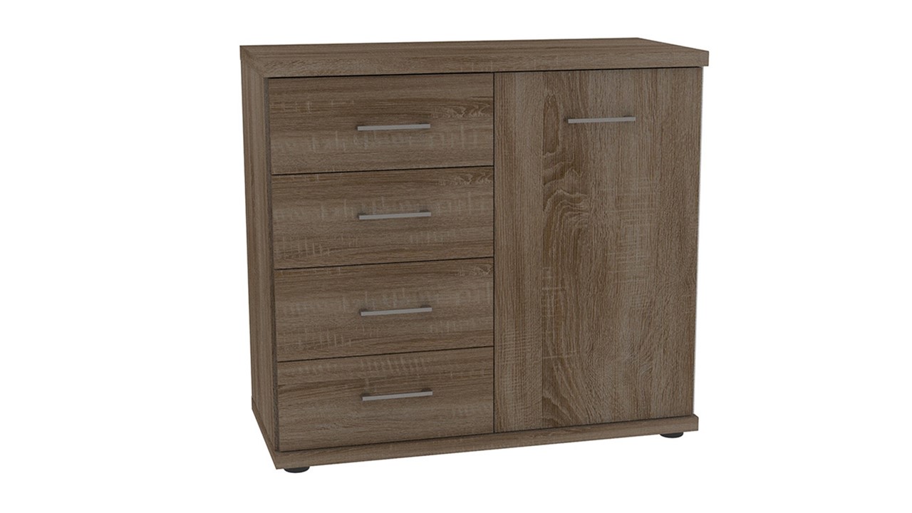 Commode Bienne met 4 laden en 1 deur truffel eiken
