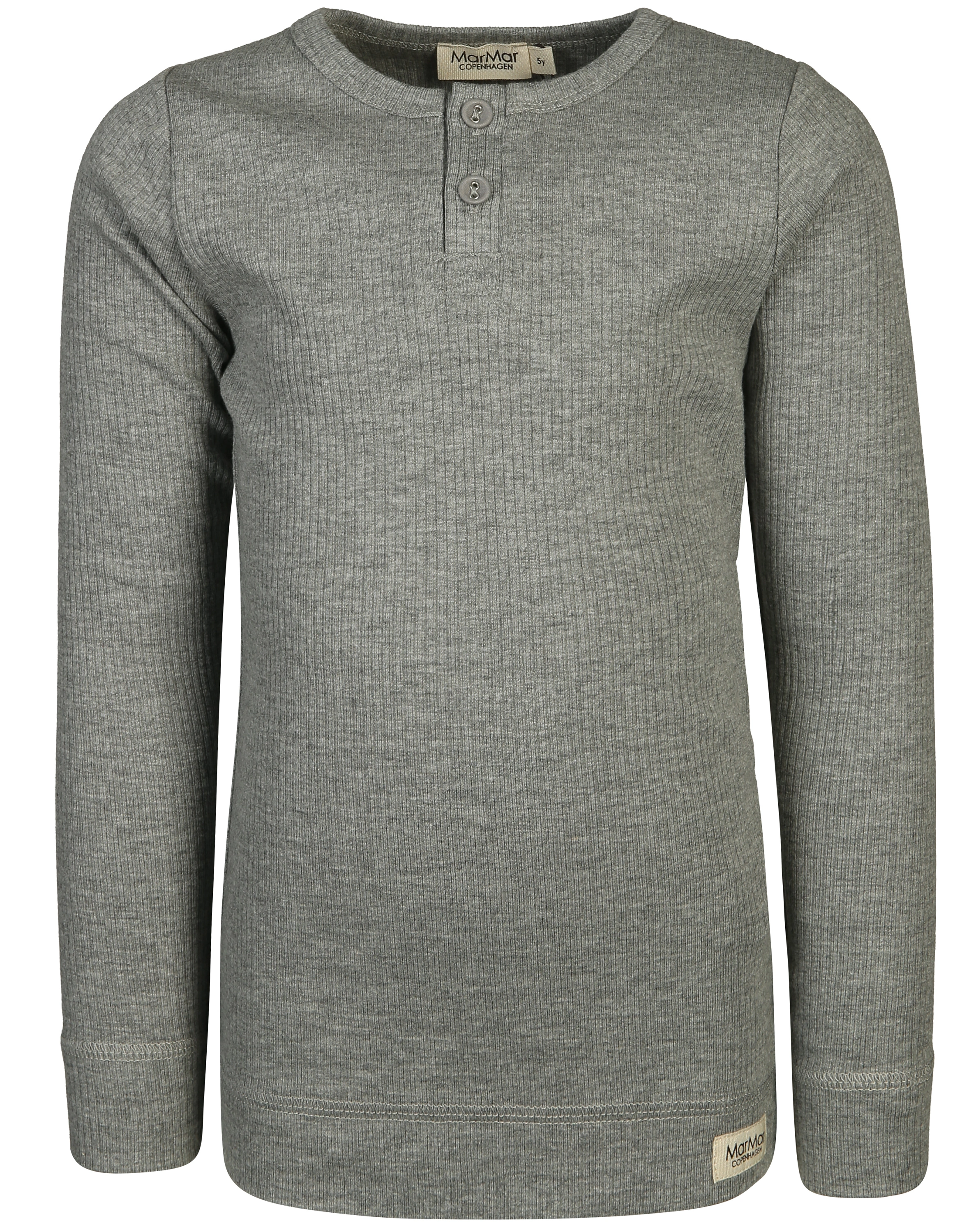 Langarmshirt HENLEY RIB in grey melange