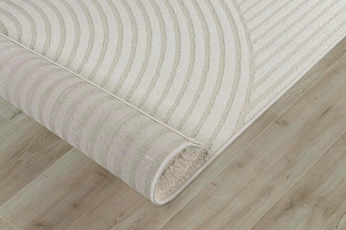 the carpet Everest - Moderner Kurzflor Teppich Hoch-Tief-Struktur, 3D-Effekt, weiche Oberfläche und hohe Flordichte, ideal für Wohnzimmer & Schlafzimmer, Creme, 200 x 290 cm