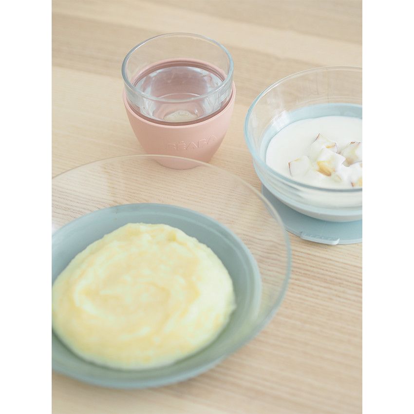 Coffret repas en verre 3 pièces - Eucalyptus - Ecru