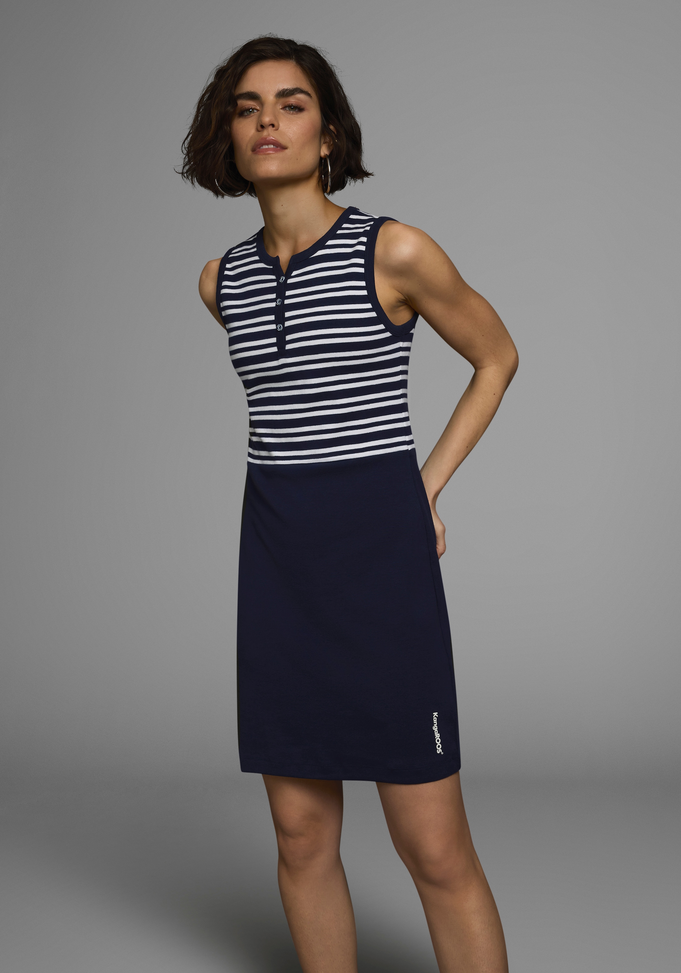 KangaROOS Sommerkleid aus Rippware,  Mini-Länge