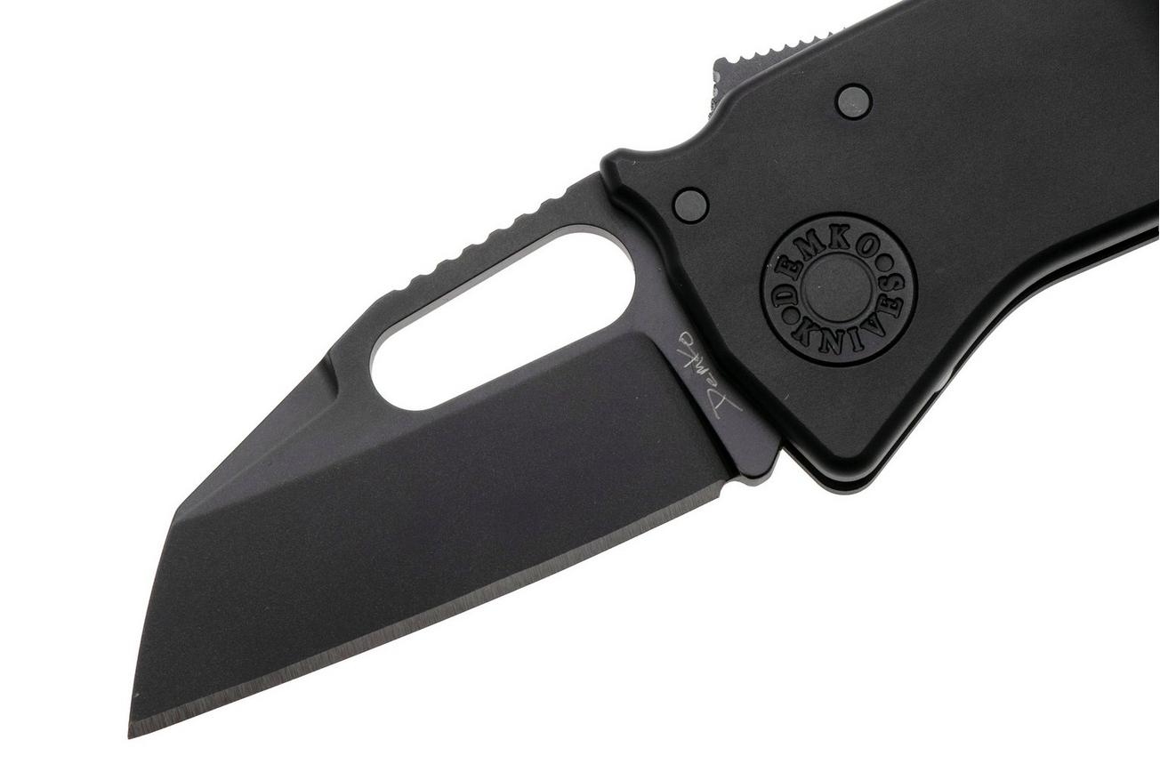 Demko Nano-Shark, NANO-20CV-BLACK ALUM-SF, Stealth DLC CPM 20CV Shark Foot, Black Aluminum zakmes