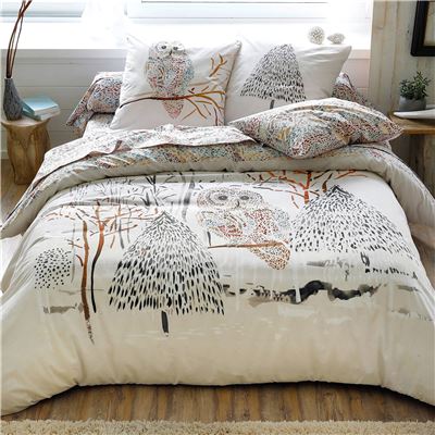 Linge de lit chouette des neiges - BECQUET CRÉATION