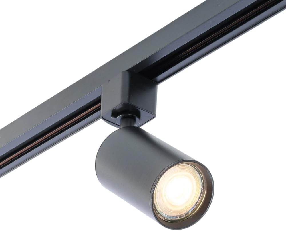 QUB FOCUS III – Spotbalken, 6-flammig – Schienensystem für Innenbeleuchtung, Komplett-Set mit 6 Spots für GU10 Leuchtmittel und 4 Schienen à 1 m = 4 m – Schwarz
