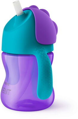 Philips Avent Sugerørkopp med Håndtak 200ml, Lilla/Turkis