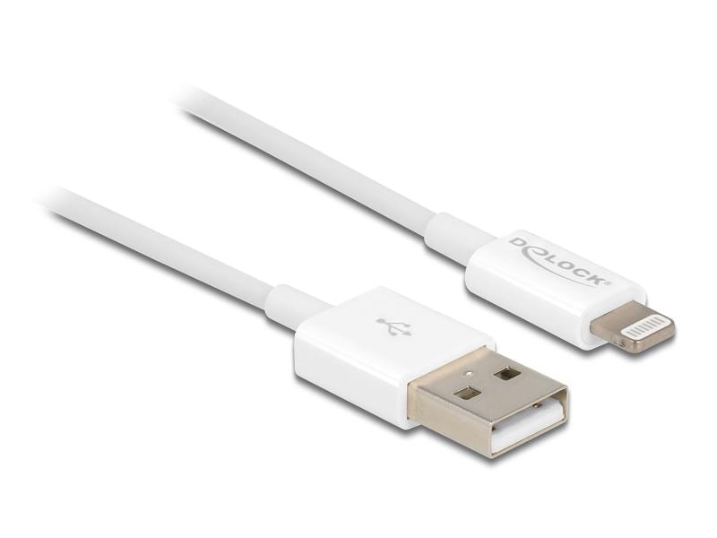 Delock USB 2.0-Kabel USB A - Lightning 0.15 m Delock USB Daten- und Ladekabel für iPhone, iPad, iPod weiss 15 cm