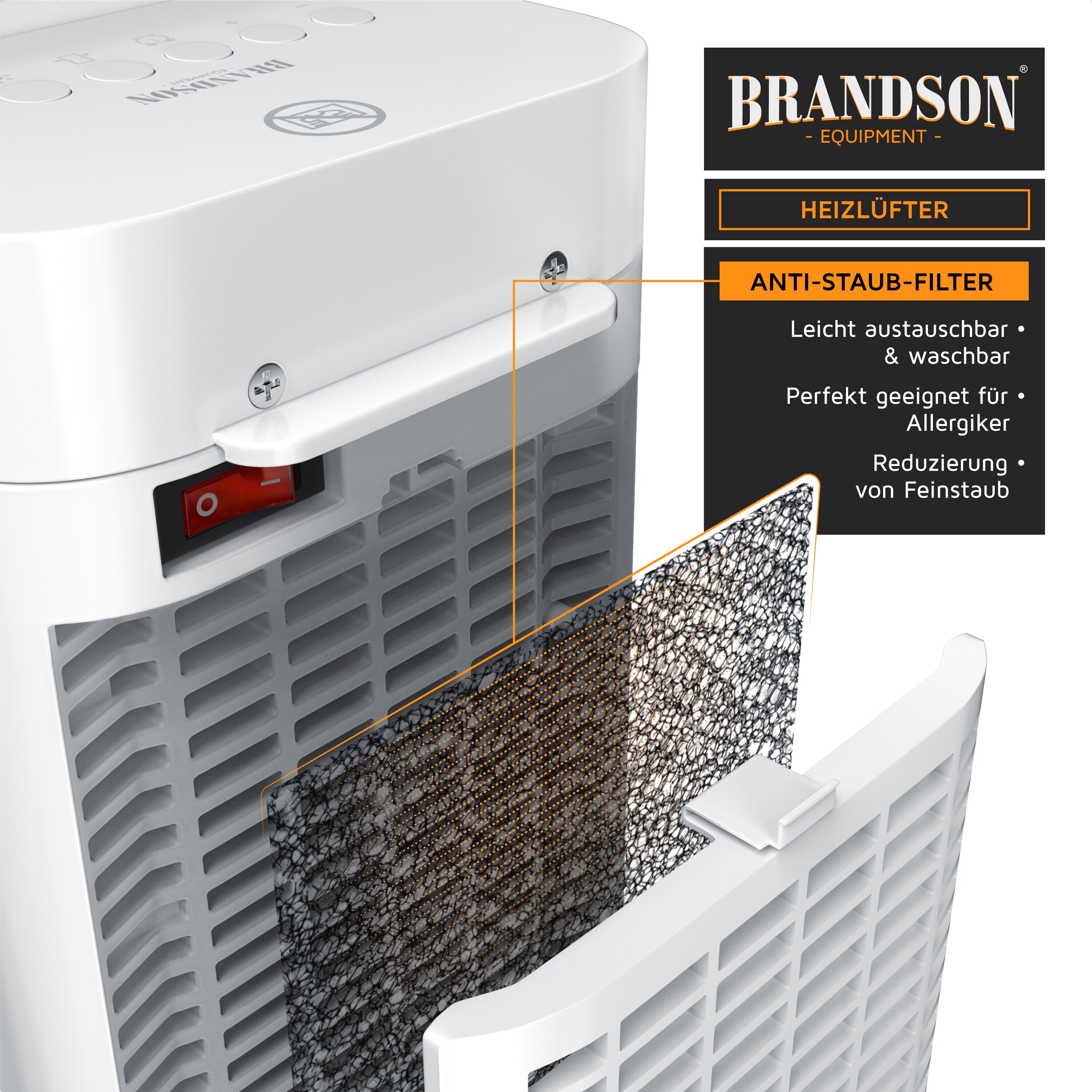 Brandson Heizlüfter 2000W, Keramikheizlüfter mit Fernbedienung, energiesparend & leise, Überhitzungsschutz, Automatische Abschaltung, Umkippschutz