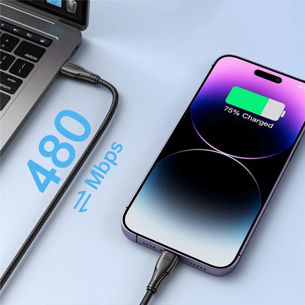 (25cm) 20W USB C auf Lightning Nylon Ladekabel Datenkabel Fast Charge - Schwarz