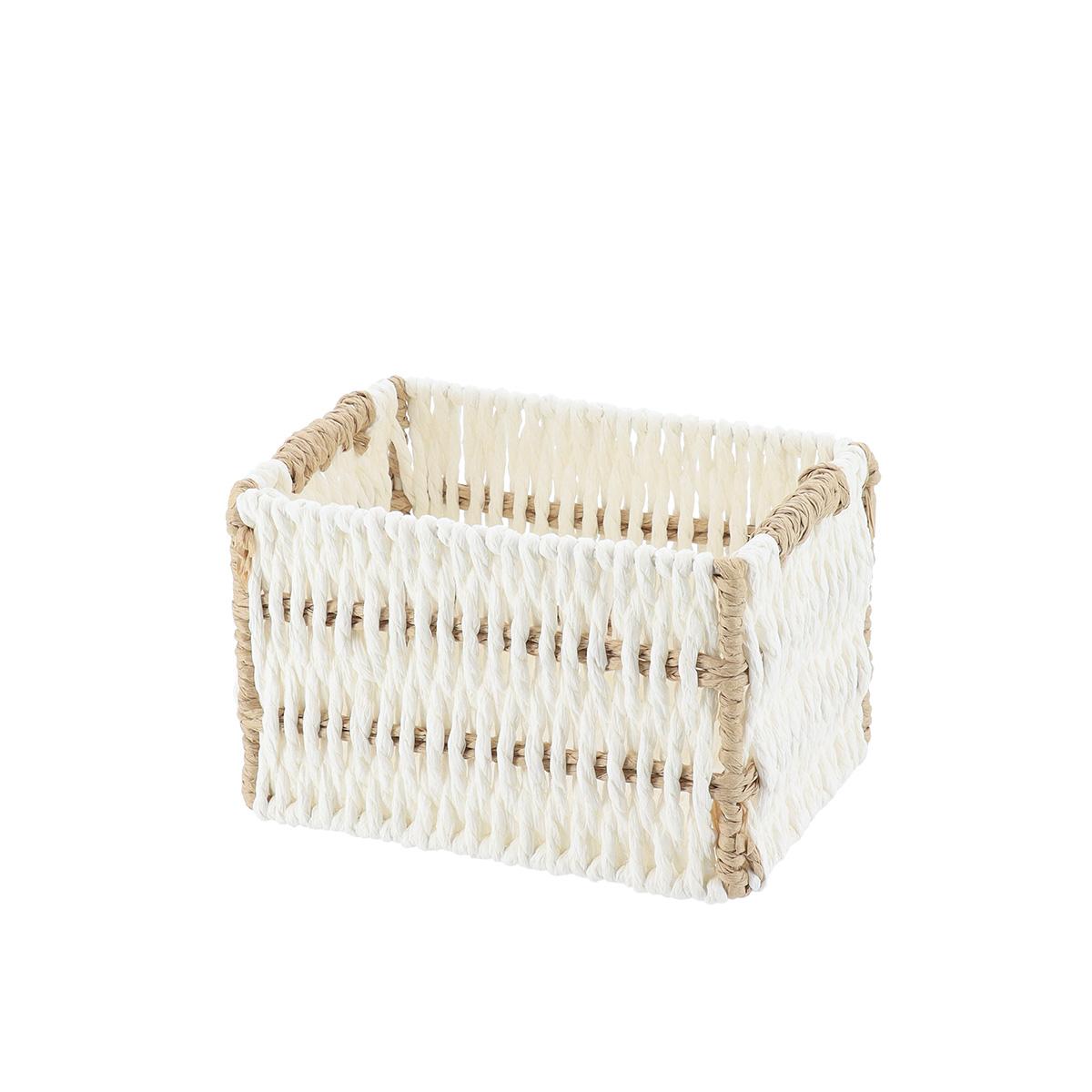 PANIER PAPIER BICOLORE 15.5X11X10CM BLANC NATUREL