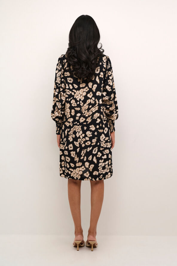 Kaffe KAbeathe Short Dress Black/sand leo print