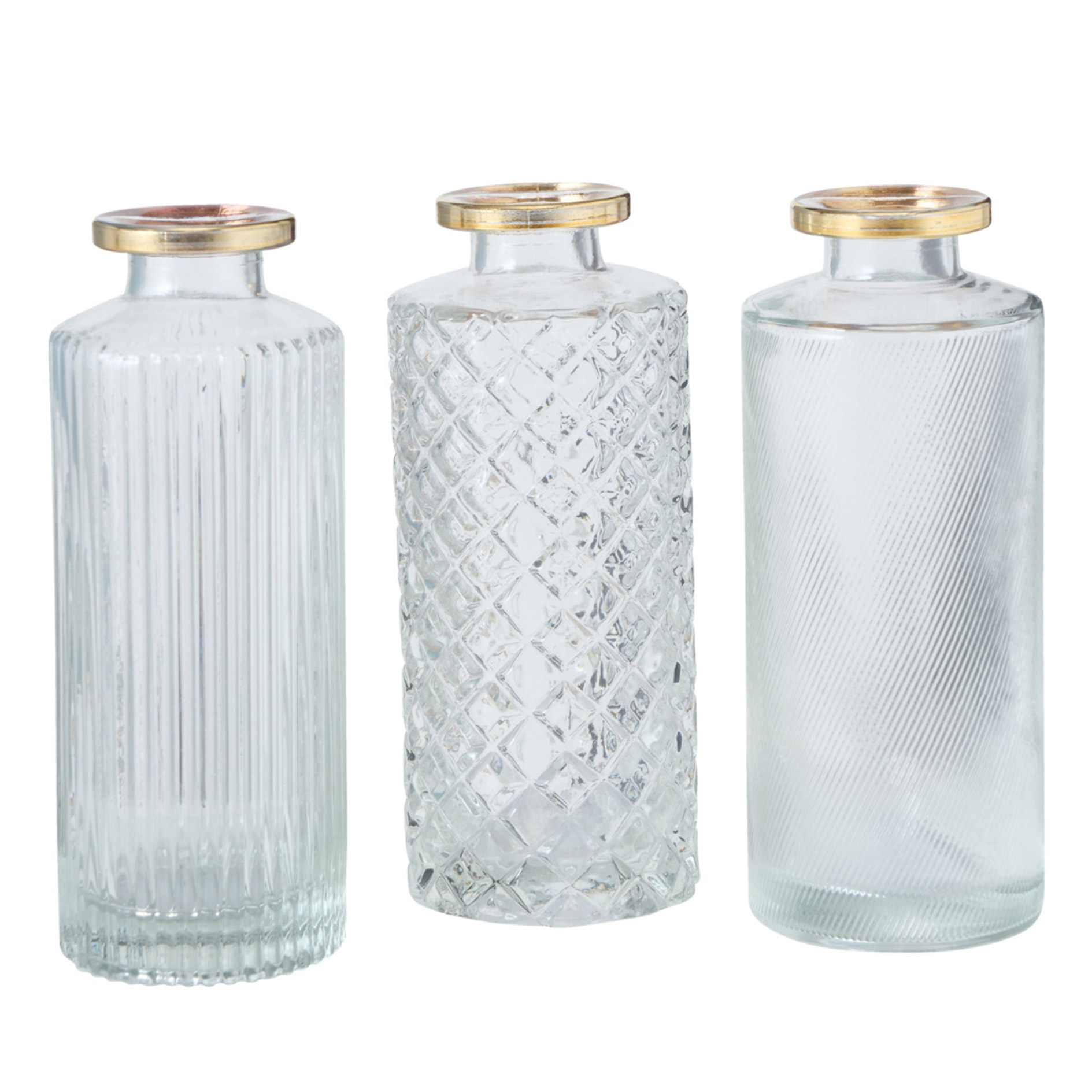 Vase - transparent-gold - sortiert - Klarglas