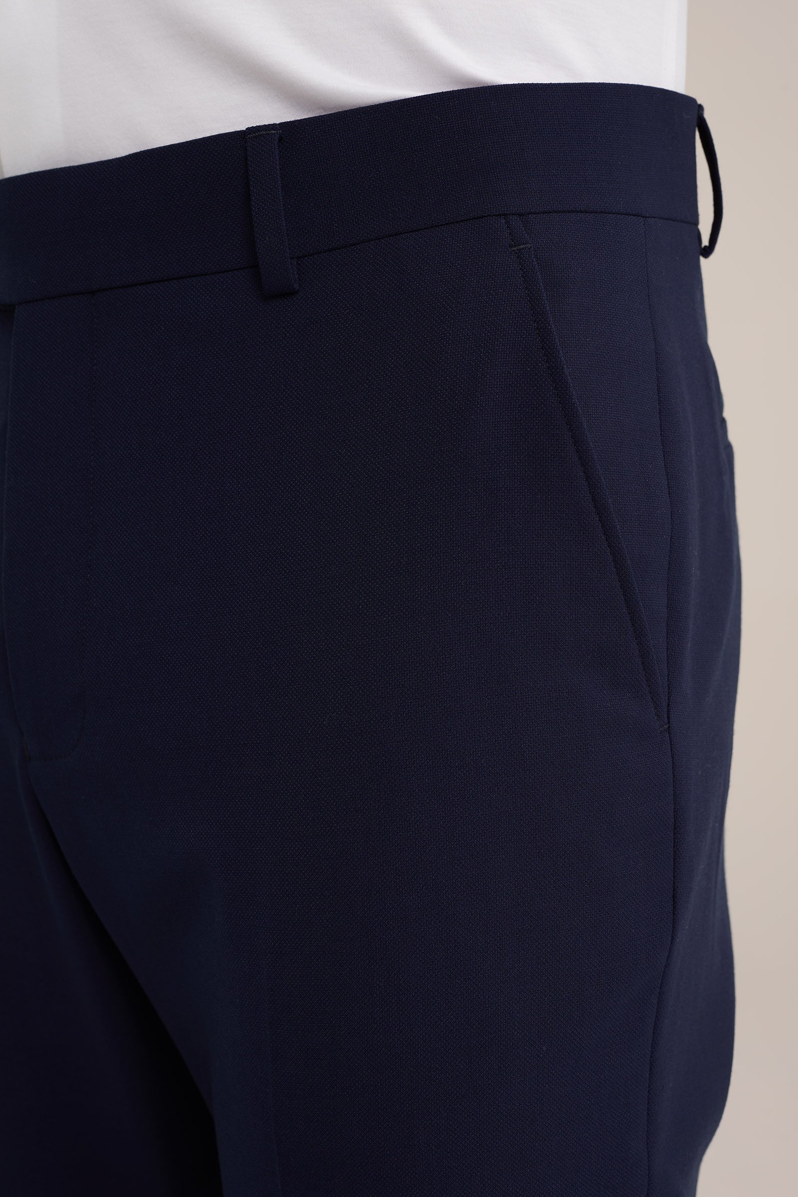 premium slim fit pantalon van wolmix WE Fashion Donkerblauw