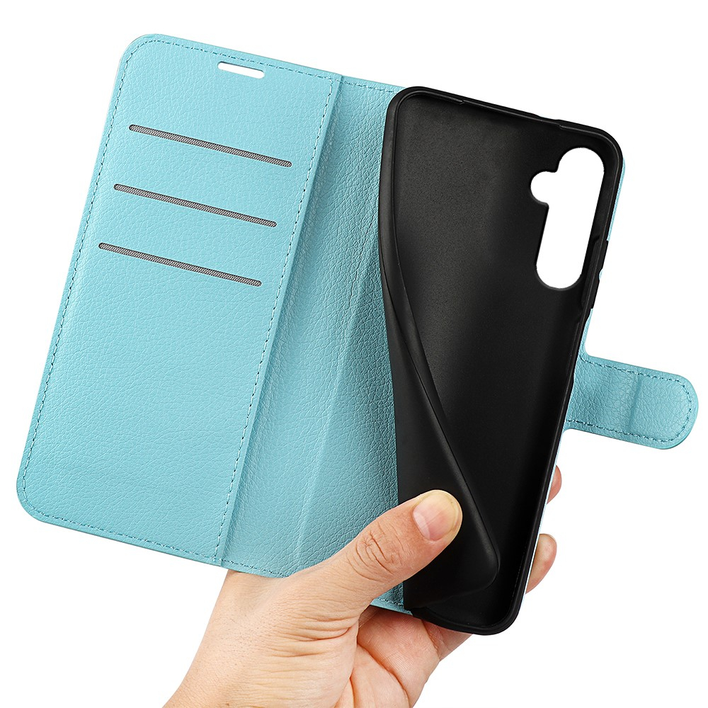 Samsung Galaxy S24 Leder Tasche Flip Cover Litchi Look - Hellblau