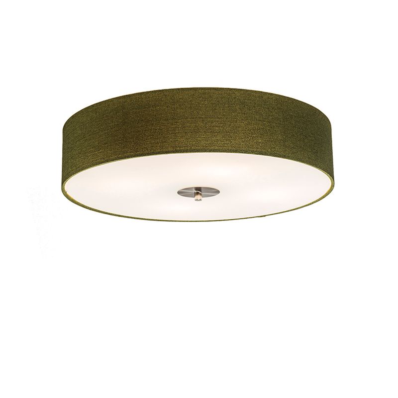 Landelijke plafondlamp groen 50 cm - Drum Jute
