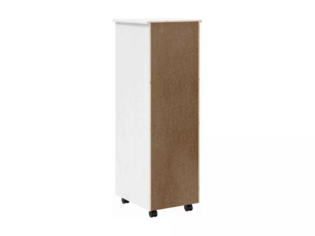Armoire roulante avec tiroirs MOSS blanc bois de pin solide