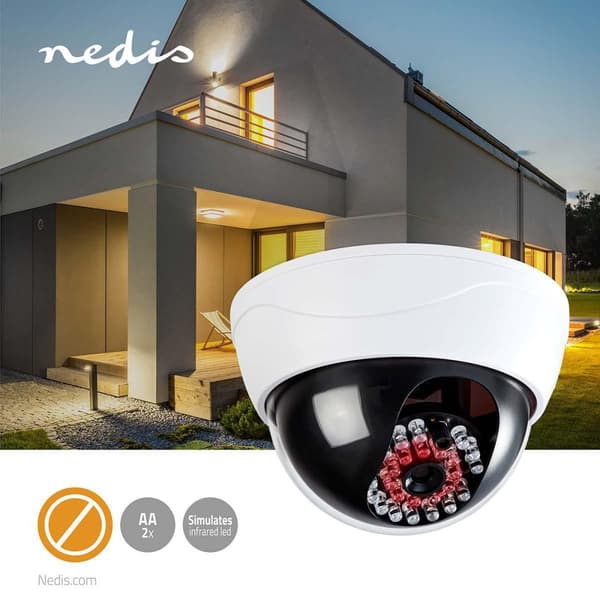 Dummy Security Camera | Kuppel | Batteri drevet | Innendørs | Hvit