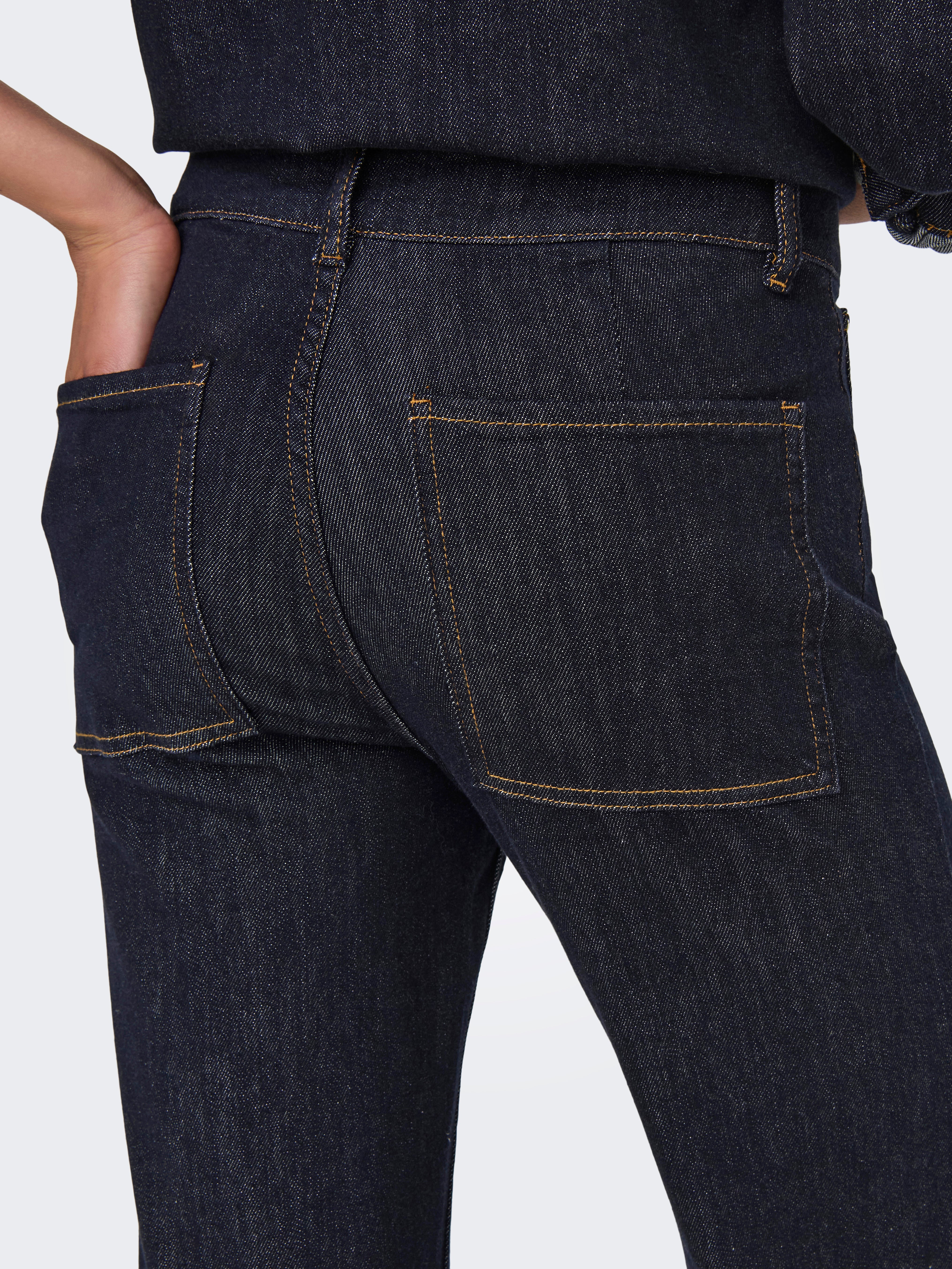 ONLJUICY Hohe Taille Weiter Beinschnitt Jeans Dark Blue Denim