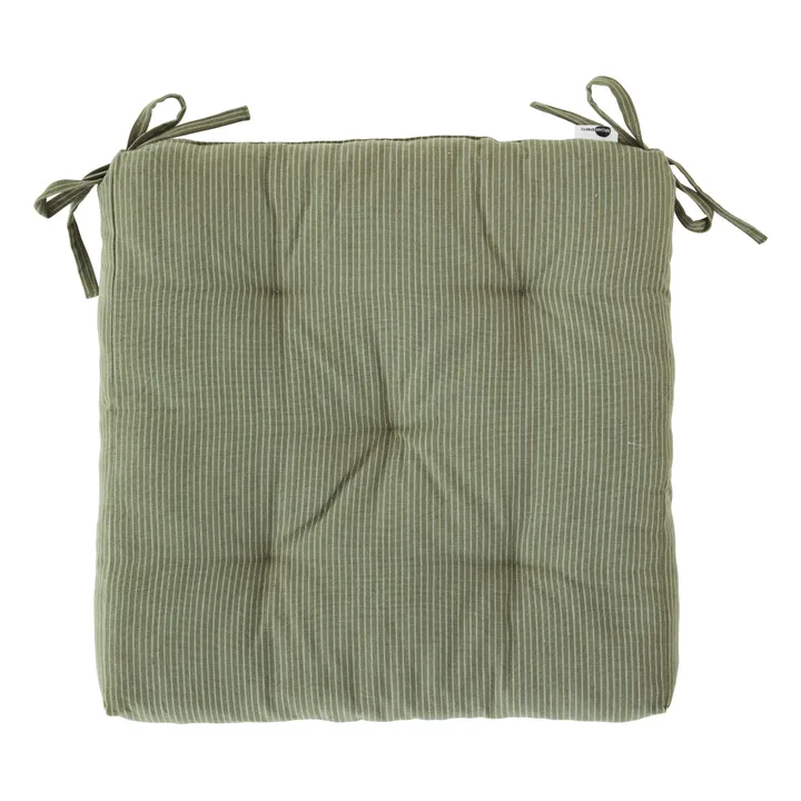 Madam Stoltz Coussin d'assise rayé - 45x45 cm | Vert Jade