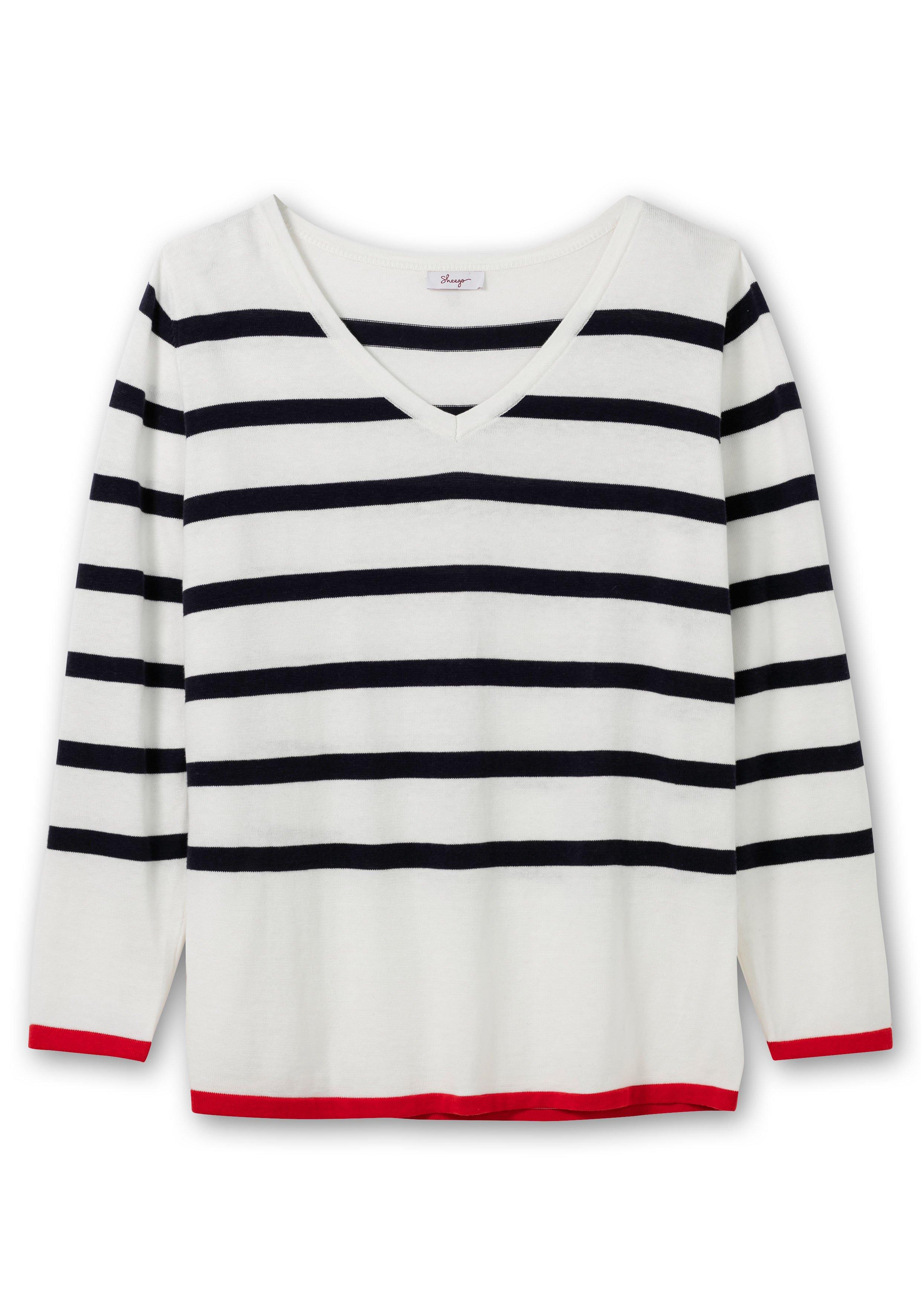 Pullover mit Streifen, im Baumwollmix