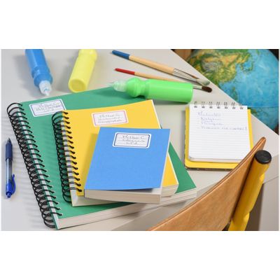Avery - 24 Étiquettes scolaires blanches lignées bleu/rouge - 36 x 56 mm