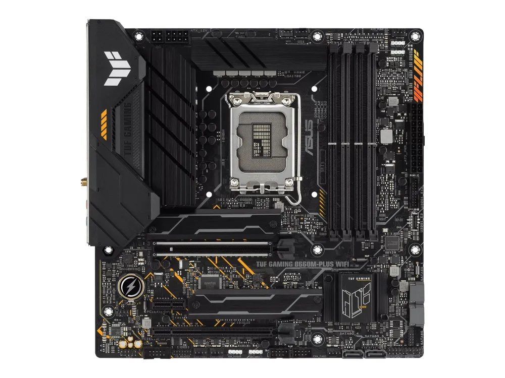ASUS TUF GAMING B660M-PLUS WIFI - Bundkort - micro ATX - LGA1700 sokkel - B660 Chipset - USB-C Gen 2x2, USB 3.2 Gen 1, USB 3.2 Gen 2, USB-C Gen1 - 2.5 Gigabit LAN, Wi-Fi 6, Bluetooth - onboard grafik (CPU påkrævet) - HD Audio (8-kanaler)