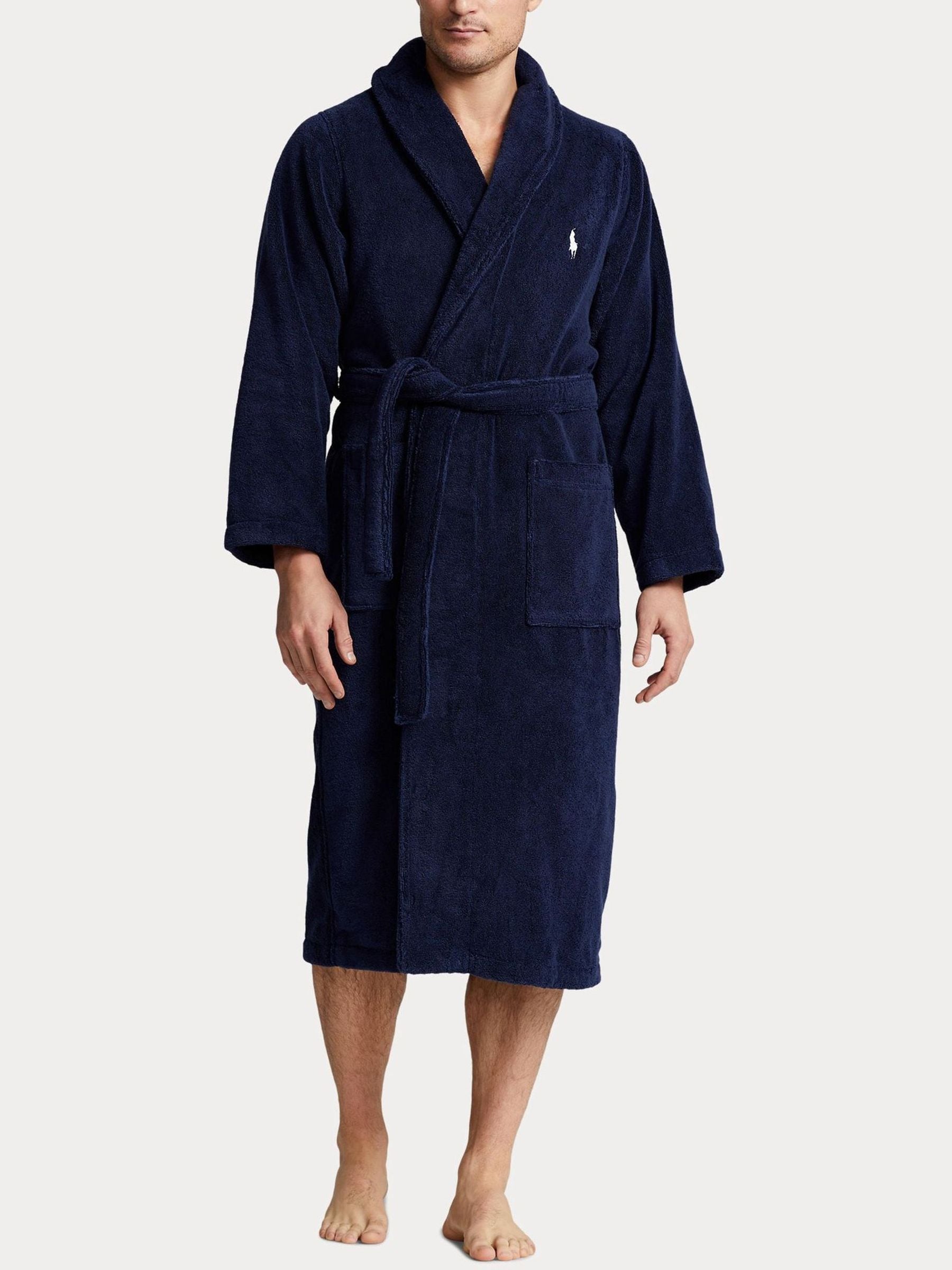 Marineblauw - Polo Ralph Lauren badjas met sjaalkraag