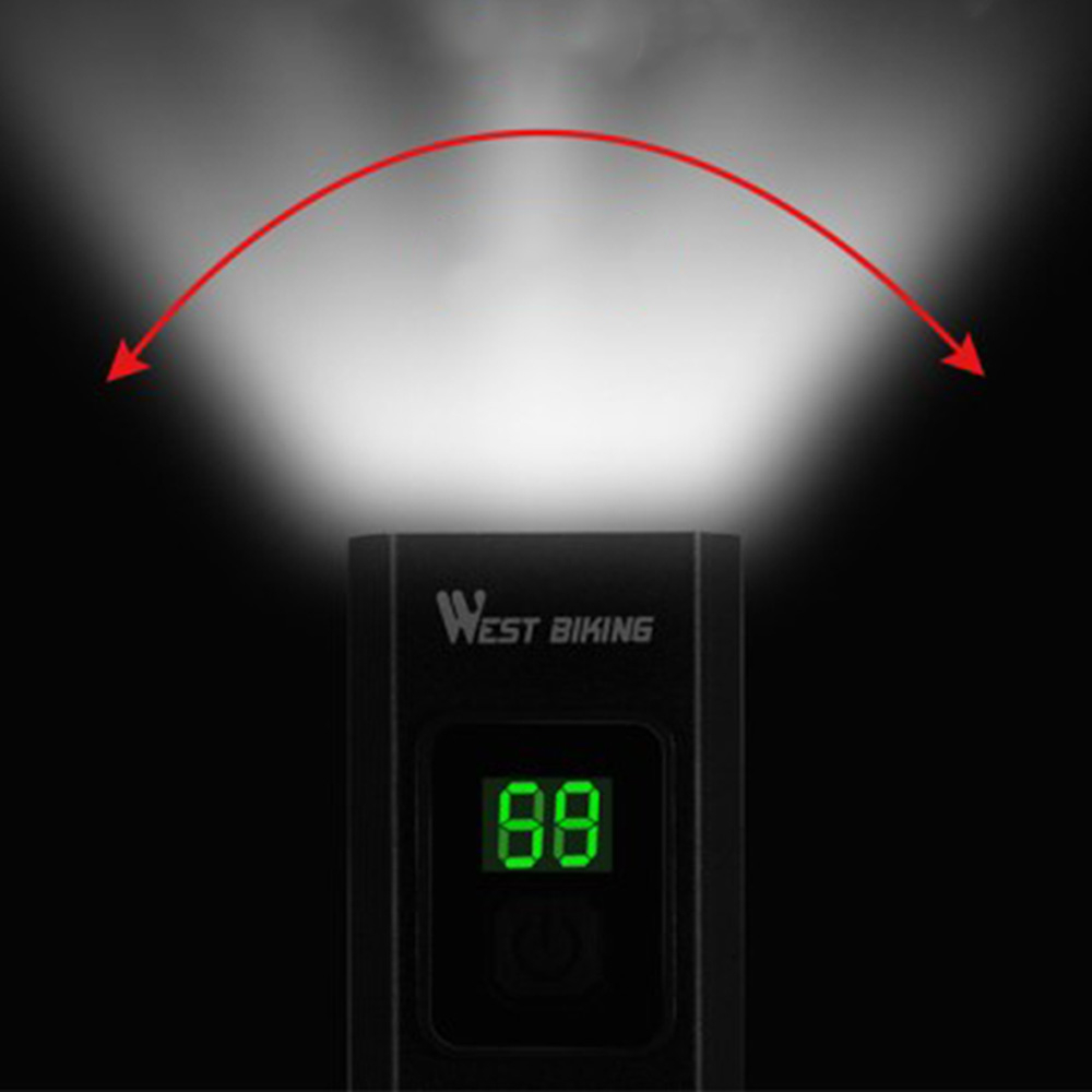 (2-tlg. Set) Wiederaufladbares Aluminium USB Fahrrad LED Front- und Rücklicht mit LCD Display IPX6 - Schwarz