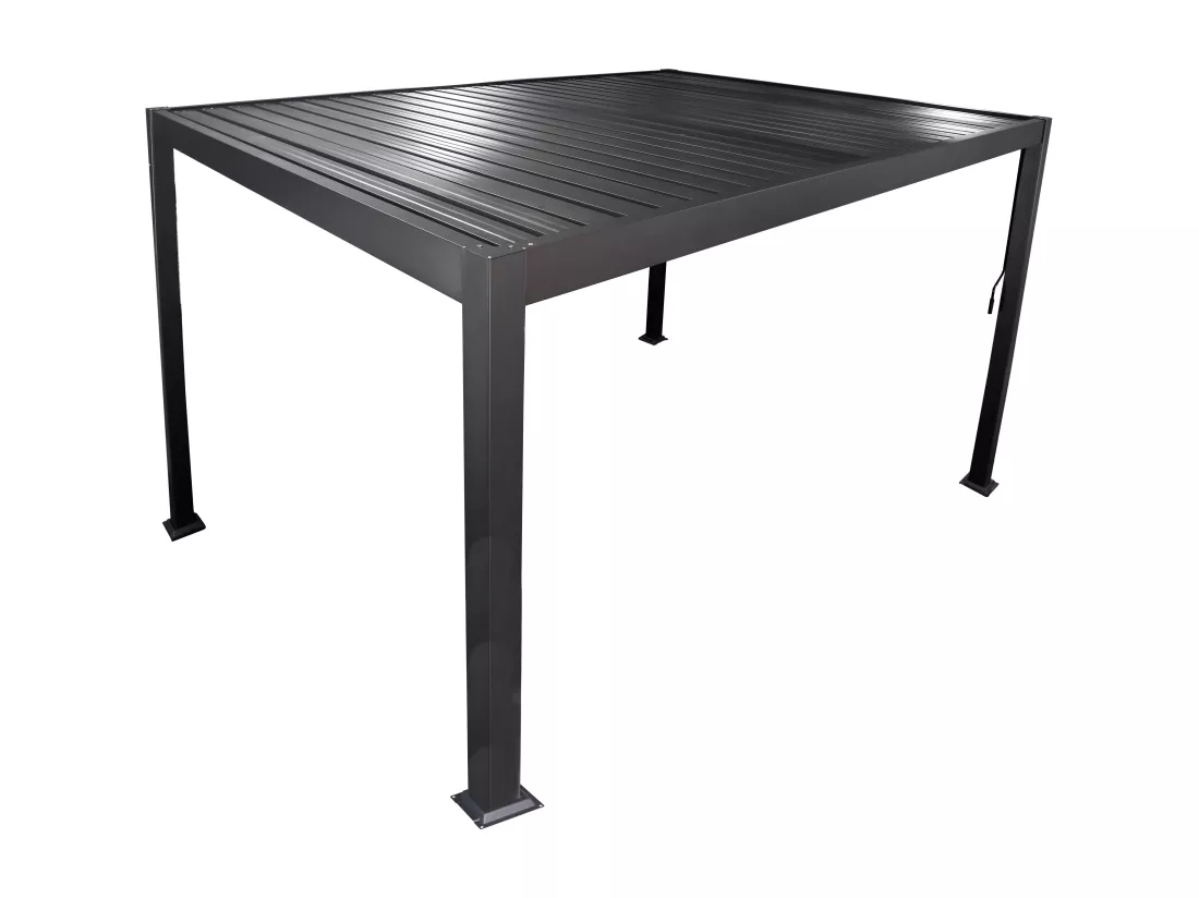 Pergola bioclimatique autoportante en aluminium avec lames orientables - 9 m² - anthracite - AMALFI