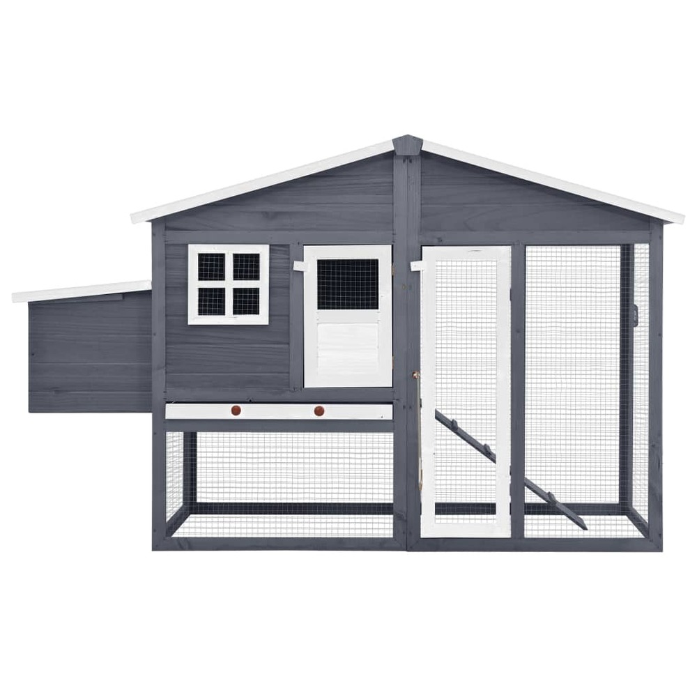 Poulailler avec nichoir 191 x 67 x 117 cm bois de sapin massif gris et blanc