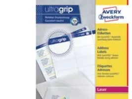 Etiketter Avery 63,5x46,6 mm hvid med QuickPEEL™ & Ultragrip - (100 ark x 18 stk.)