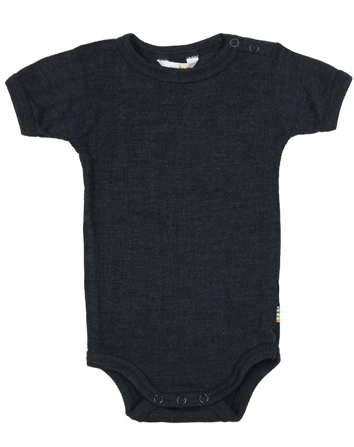 Kurzarm-Body SOFT mit Wolle und Seide in navy