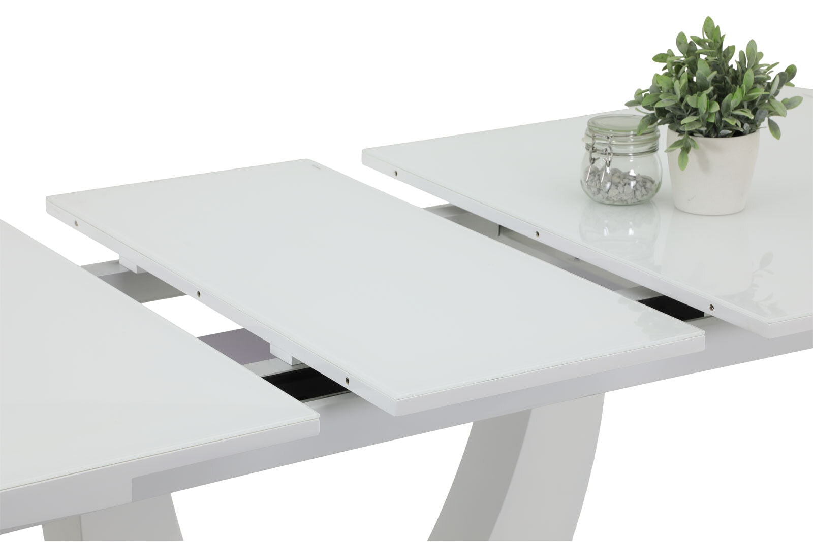 Tisch Maria Weiß/Edelstahl 160(200)x76x90