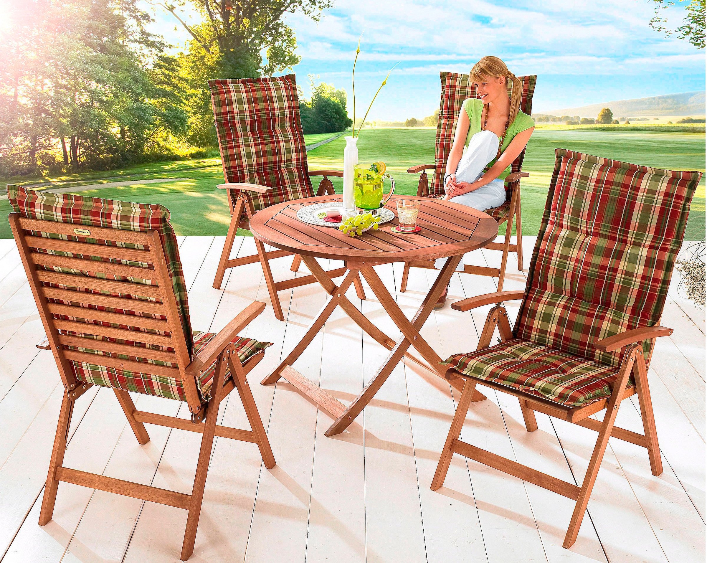 MERXX Gartentisch »Borkum« Ø 100 cm, Höhe: 74 cm, klappbar