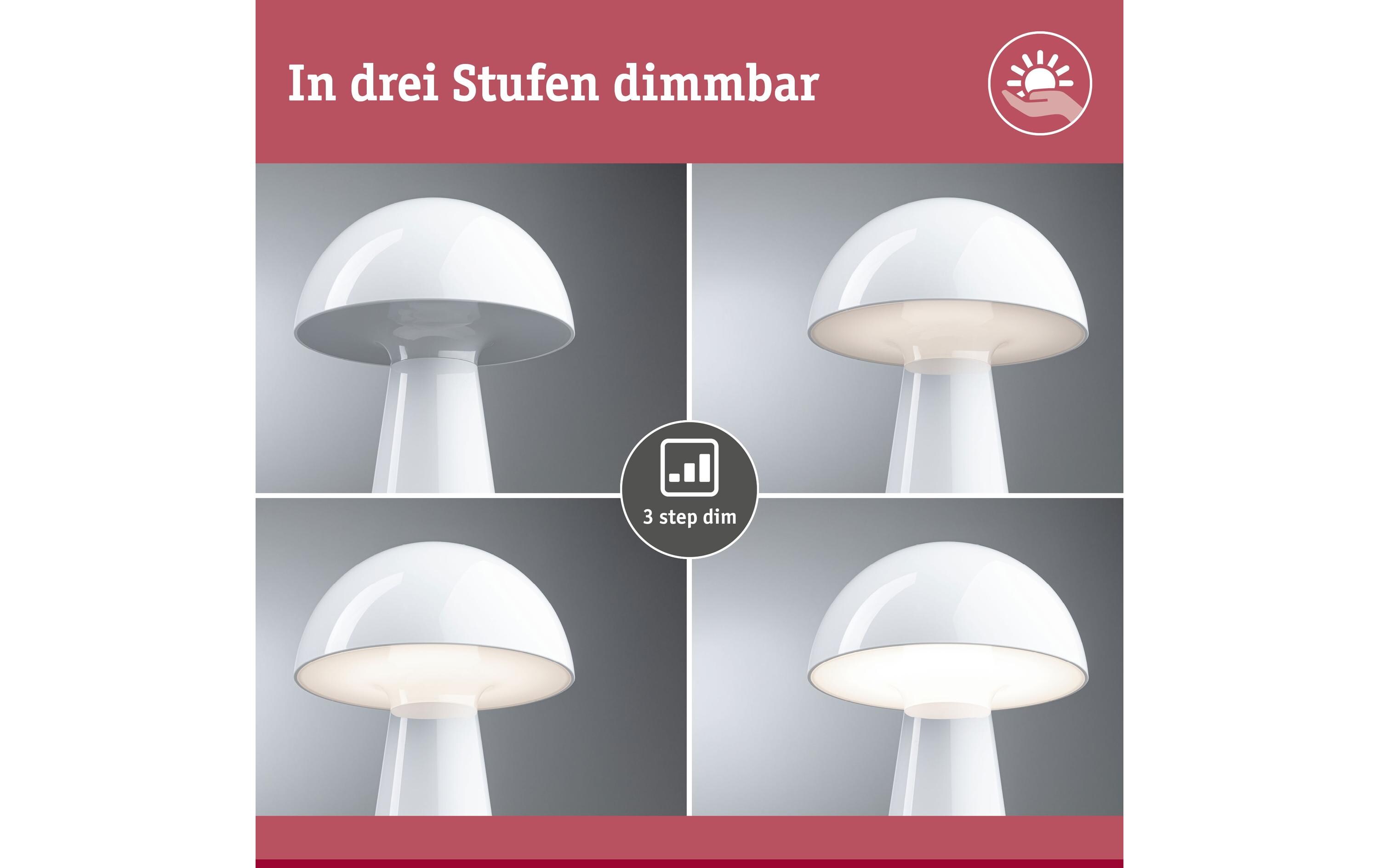 Akkuleuchte Onzo 3-Step-Dim IP44 2700K WeissLED Akkutischleuchte