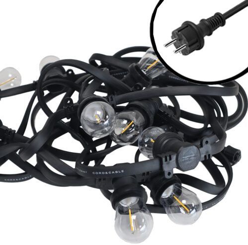 100m Arena platte LED Prikkabel - IP65 Lichtsnoer Buiten - koppelbaar - inclusief 100x E27 lampen - Incl. Stekker