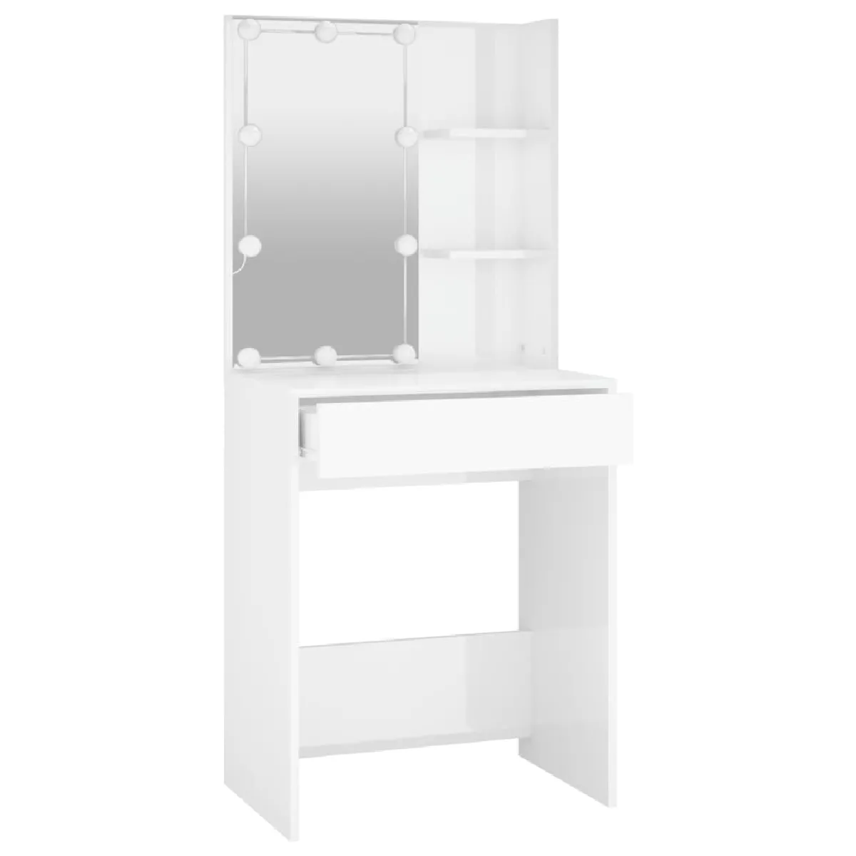 vidaXL Coiffeuse avec LED - Blanc Brillant