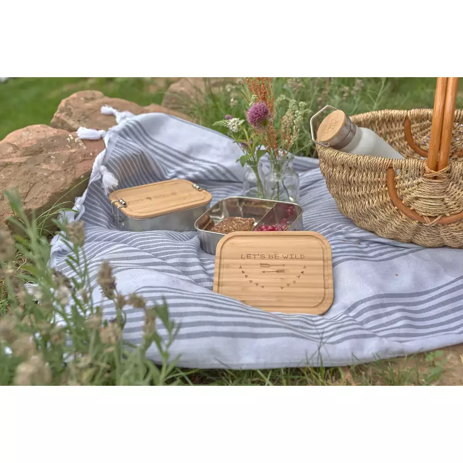 LÄSSIG Brotdose aus Edelstahl, Bamboo Garden Explorer