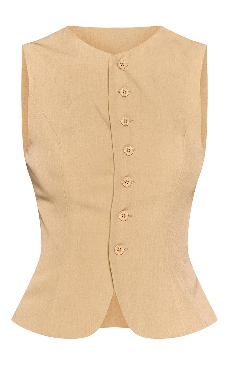 Vert Sauge Ensemble Coordonné Gilet Ajusté En Tissu Tissé